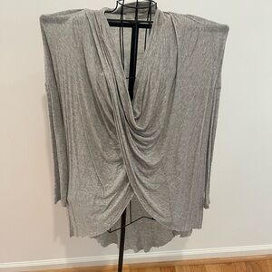Astr Heather Gray Drape Front Blouse